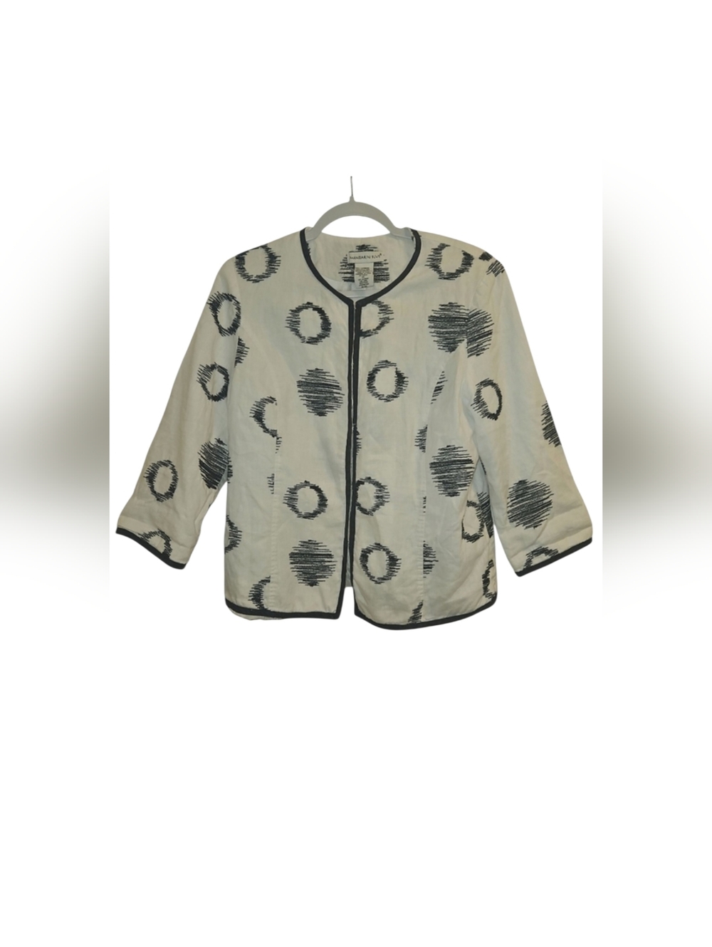 Mandarin Blue Embroidered White and Black Top / Blazer